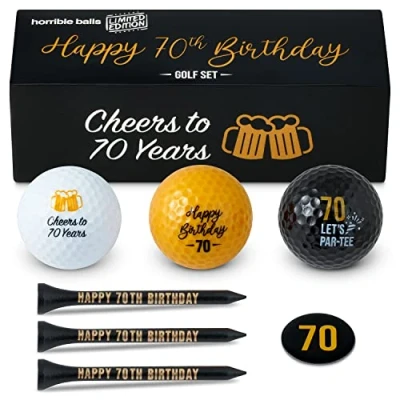 Image of Horrible Balls Golf Birthday Gift Sets 40th 50th 60th 70th Perfect Novelty Golfing Present For Him or Her (70th Birthday)