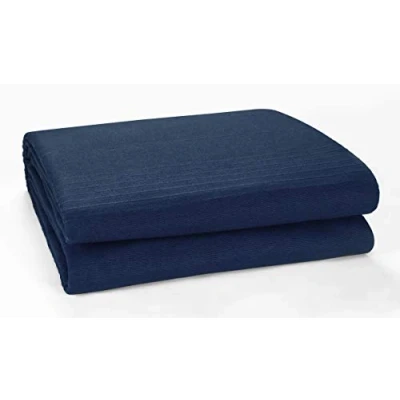 Image of EHC Classic Rib Cotton Throw, Sofa Settee Bed Throw Bedspread 250cm x (100&quot; 100&quot;) Fits 3 or 4 Seater King Size Bed, Navy Blue