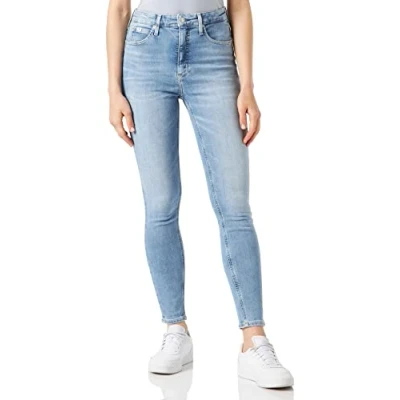 Image of Calvin Klein Jeans Women&#039;s HIGH Rise Super Skinny Ankle J20J219334 Pants, Denim Light, 27W