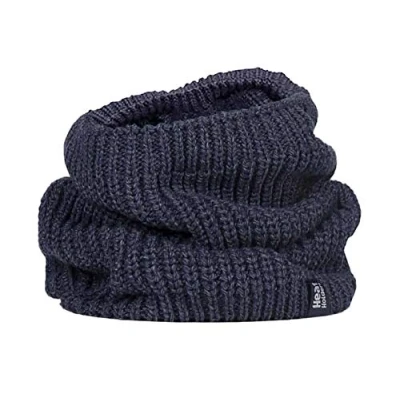 Image of HEAT HOLDERS Mens Thick Winter Warm Fleece Lined Chunky Knit Thermal Neck Warmer (One Size, Navy (Larvic))