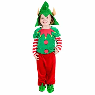 Image of Fun Shack Toddler Elf Costume, Outfit Toddler, Christmas Costume Kids Boys Girls, 3 4 Years