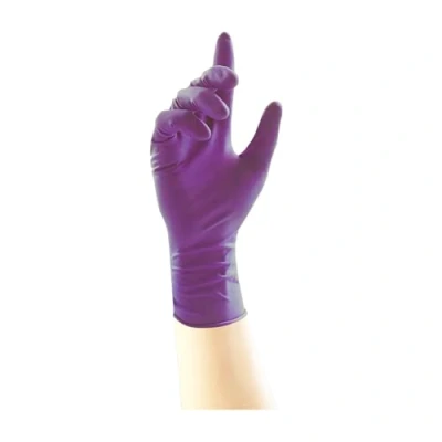 Image of Unigloves Stronghold GM0063 Nitrile Examination Multipurpose, Powder Free and Latex Disposable Gloves, AQL 0.65, Box of 100 Purple, Medium