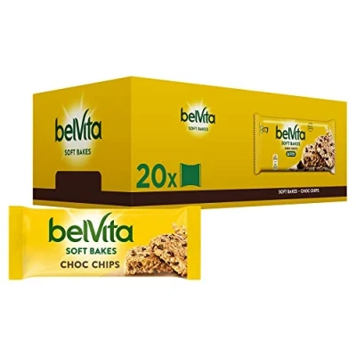 Image of Belvita Breakfast Biscuits Soft Bakes Choc Chips 50g (Box of 20 Packs) Made With Wholegrain Cereals &amp; Chocolate