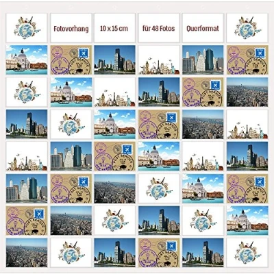 Image of trendfinding® Photo Curtain in Landscape For 48 Photos and Postcards Sized 10 x 15 cm