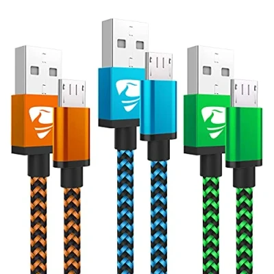 Image of Micro USB Cable 2M 3Pack Android Charger Braided Lead Fast Charging for Samsung Galaxy S6 S7 Edge S5 A6 J3 J4 plus J5 J6 J7, Huawei LG Lenovo Moto E5, Tablet, PS4