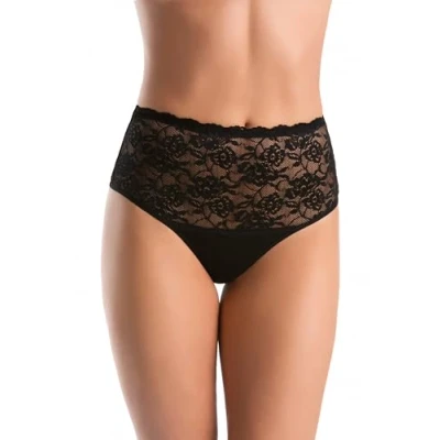 Image of Teyli Women&#039;s Knickers High Waisted Briefs Cotton Floral Lace Full Comfort Breathable Stretchy Panties Violetta Color Black Size 22