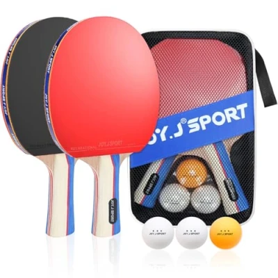 Image of Table Tennis Bats, Pingpong Racket Set with 2 Bats and 3 Balls, TT Paddle for Home Indoor or Outdoor Play