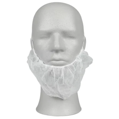 Image of ABENA Beard Cover Large White PP Non Sterile Elastic Around The Head Single Use Pack of 100 Nets Ideal for Kitchen Workers and Perfect Hair Catering.