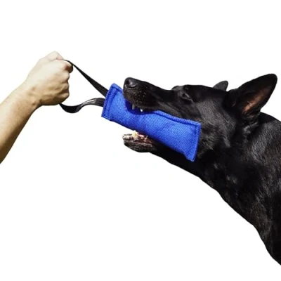 Image of DINGO GEAR Nylcot Bite Tug for Dog Training K9 IGP &amp; Fun, 1 Handle, Black 15 x 5 cm