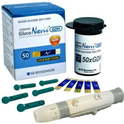 Image of GlucoNavii Blood Glucose 50 Test Strips + Lancing Device 28g Lancets