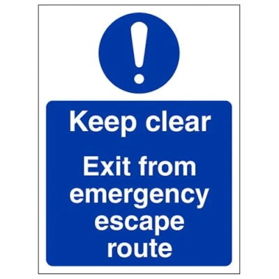 Image of V Safety Keep Clear Exit From Emergency Escape Route Sign 150mm x 200mm 1mm Rigid Plastic