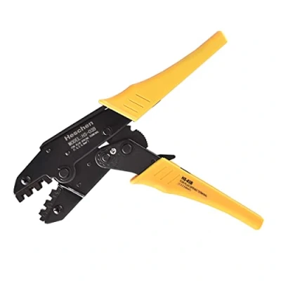 Image of Heschen Ratchet Crimper Plier, HS 03B, Non Insulated Terminals &amp; Receptacle Crimping Tools, Use for 1.5 6mm² (15 10 AWG), Yellow