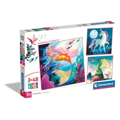 Image of Clementoni Jigsaw Puzzle Fantastic Creatures 3 With 48 Pieces Supercolor For Children 5 7 Years, Cartoon, Gift Boy/Girls, Kids, Made In Italy, 25319