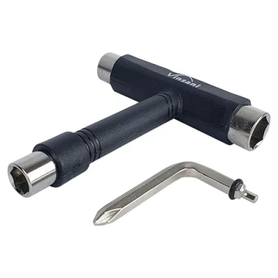 Image of Vinsani All In One Skate Tools Multi function Portable Skateboard T Shape Tool Accessory with type Allen Key
