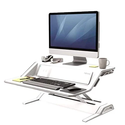 Image of Fellowes Lotus DX Deluxe Height Adjustable Sit Stand Workstation White,8081101