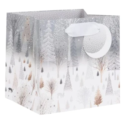 Image of Glick Luxury Christmas Bag, Small Short Winter Forest, Gorgeous Gift Bag for Xmas Presents