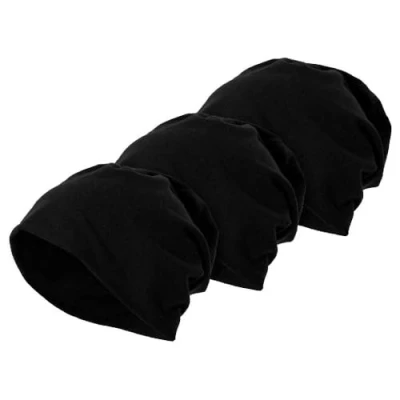 Image of Build Your Brand Men&#039;s Jersey Beanie 3 Pack, Black (Blk/Blk/Blk 01203), One Size (Pack of 3)