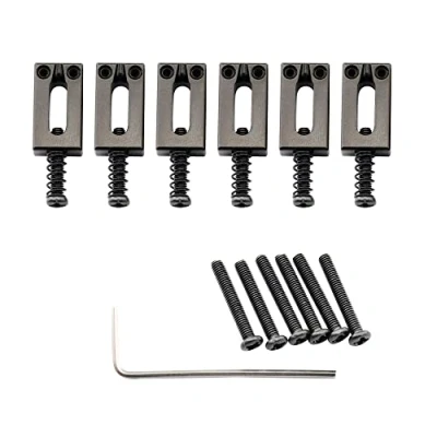 Image of Musiclily Ultra 10.8mm Modern Full Brass Bridge Saddles for Strat Tele Style Electric Guitar, Black (Set of 6)