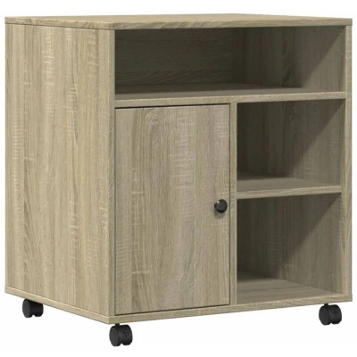Image of vidaXL Printer Stand with Wheels Sonoma Oak 60x50x67 cm