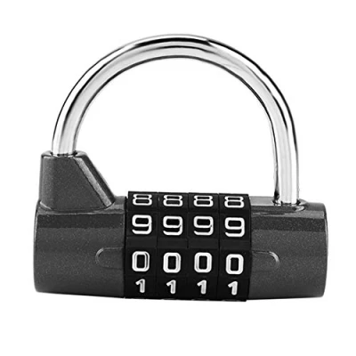 Image of Sonew Gym Locker Padlocks, 4 Dial Digit Code Combination Padlock, Locker, Security Password Lock for Gym, School, Employee Travel Suitcase(Black)