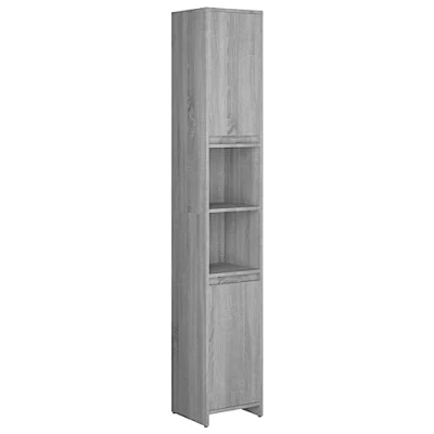 Image of vidaXL Bathroom Cabinet in Grey Sonoma Engineered Wood Storage Unit with 6 Compartments and 2 Doors