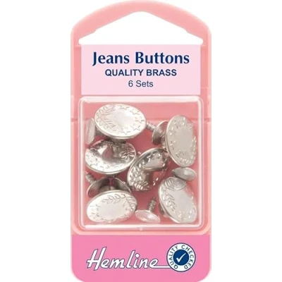 Image of Hemline Jean Buttons 16mm Nickel/Silver
