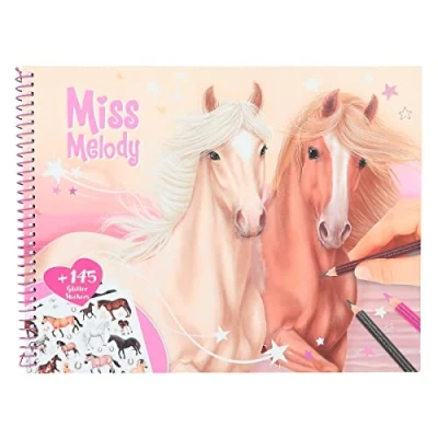 Image of Depesche Miss Melody 12479 Colouring Book with Dreamlike Horse Motifs, 44 Pages, Many Glitter Stickers