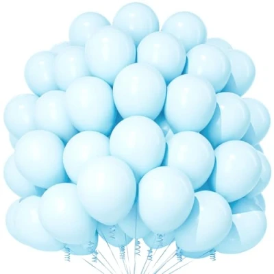 Image of Teselife Pastel Blue Balloons, 100Pcs 12 Inch Macaron Latex Party Balloons for Boy Girl Women Birthday Anniversary Wedding Engagement Baby Shower Gender Reveal Decorations