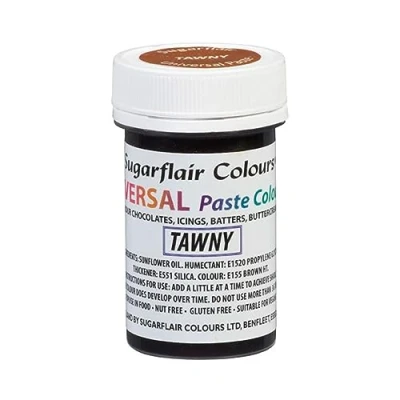 Image of Sugarflair Tawny Universal Paste Food Colouring Concentrated Colour for Of All Foods Including Cake Mix, Chocolate, Batter, Icing, Buttercream &amp; More 22g