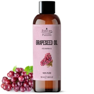 Image of Grapeseed Oil 100ml, Cold Pressed Oil, 100% Pure &amp; Natural, Moisturiser and Conditioner, Massage for Hair, Skin, Face, Beard Aromatherapy, Organic