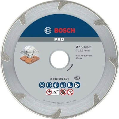 Image of Bosch 1x PRO Marble Diamond Cutting Disc for Bore 22.23 and Large Angle Grinders (for Soft stone, Marble, Ø 150 mm, Professional Accessory Grinder)