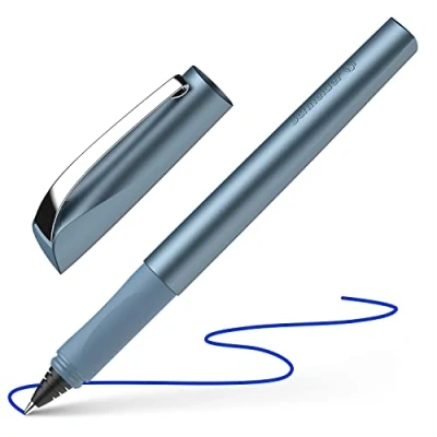 Image of Schneider Ceod Shiny Rollerball Pen Blue Ref 186223 (Right and Left Handed Users) Medium Line Width + Ink Cartridge Royal