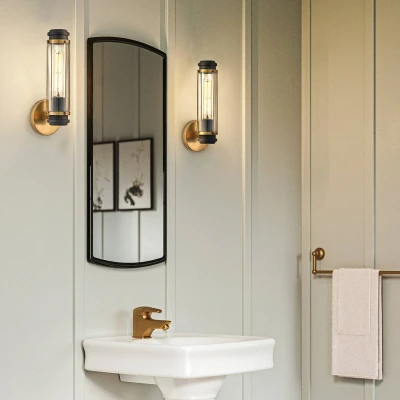 Image of Masthead 1 Light Outdoor Wall Heritage Brass &amp; Black IP44