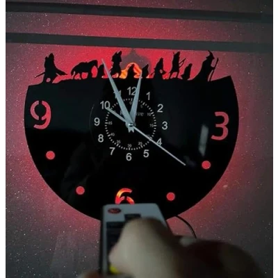 Image of Smotly Vinyl wall clock, Lord of the Rings creative clock decoration, handmade gift, suitable for any decoration! （With light/gift: hook+gift bag）