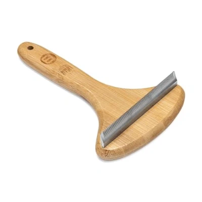 Image of Mikki Bamboo Moult Master De Shedding Blade For Dog &amp; Cat Grooming, Undercoat, Safely Removes Loose Hair, With Anti Rust Stainless Steel Teeth, Large