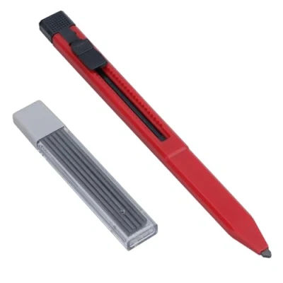 Image of Carpenters Refillable Pencil Joiners Woodworking Builders with 9 HB Refill Leads
