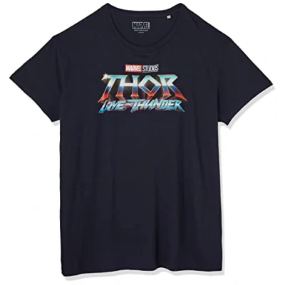 Image of Marvel Men&#039;s Metlatmts003 T Shirt, Navy Blue, M