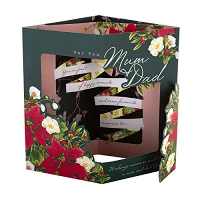 Image of Hallmark Christmas Card for Mum and Dad Traditional 3D Pop Up Floral Design