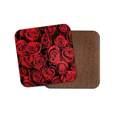 Image of 1 x Red Roses Coaster Girlfriend Fiance Wife Valentines Flowers Floral #16895