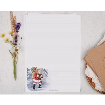 Image of Making Meadows A4 Lined Letter Writing Paper Set (20 Sheets &amp; 10 envelopes) Father Christmas, Santa Design On Penpal Stationery