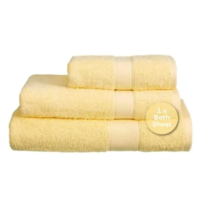 Image of Linens Limited Large Towels, Bath Sheets for the or Shower, Turkish Cotton, Soft and Luxurious, Super Absorbent, Machine Washable (Lemon)