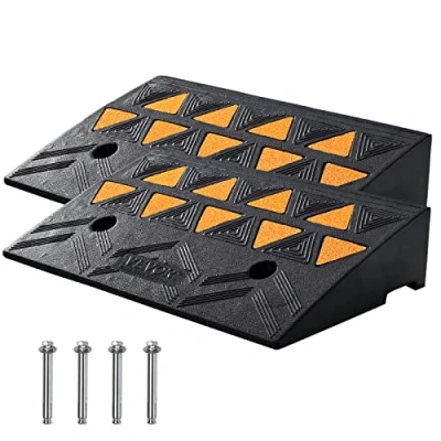 Image of VEVOR Rubber Curb Ramp 2 Pack, 4.3&quot; Rise Height Heavy Duty 33069 lbs/15 T Capacity Threshold Ramps, Driveway Ramps with Stable Grid Structure for Cars, Wheelchairs, Bikes, Motorcycles