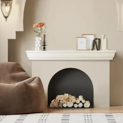 Image of VEVOR Fireplace Mantel, 72&quot; x 8&quot; 5&quot;, 50 lbs Weight Capacity, Natural Wood Mantel for Over Fireplace, Wall Mounted Floating Farmhouse Shelf, Handcrafted Decor, White