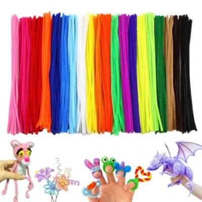 Image of 200 Pcs Flexible Strong Pipe Cleaners for Craft, 6mm*30cm Multi colored Chenille Stems Art and Crafts Projects Decorations, Fluffy Soft Pipecleaners Kids DIY