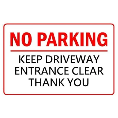 Image of No parking keep driveway entrance clear prohibition sign 3mm Aluminium (600mm x 400mm)