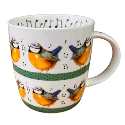 Image of ALEX CLARK Blue Tits Bird Mug Wildlife Original Artwork Cup for Animal Lovers Gift Ideas Perfect Coffee &amp; Tea Vegan Friendly Designed in The UK...