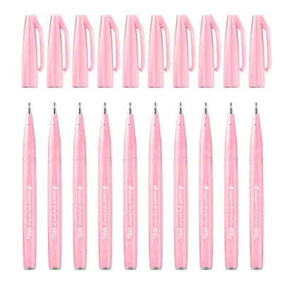 Image of Pentel Brush Sign Pen SES15C 12 Fibre Tip 10 Pale Pink