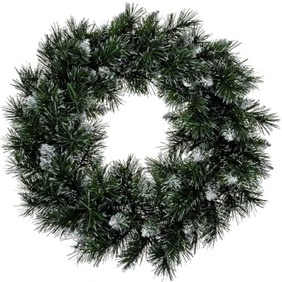 Image of VFM Snow Effect Christmas Large Garland for Front Door, Christmas, Advent, Xmas, Festive, Table Decor, Centrepiece, Garland, Arts and Crafts, Size: 18/ 45cm in diameter