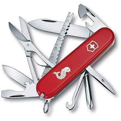 Image of Victorinox Fisherman Swiss Army Pocket Knife, Medium, Multi Tool, 18 Functions, Fish Scaler With Hook Disgorger, Red