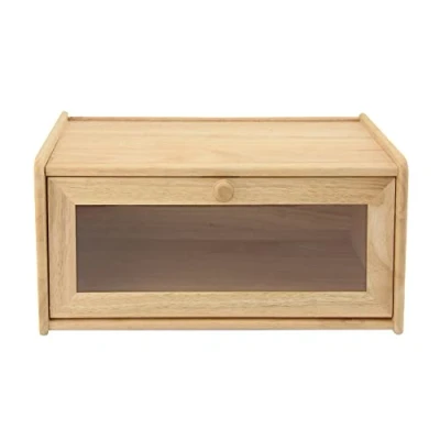 Image of APOLLO THE HOUSEWARES BRAND Light Wood Single Decker Bread Bin Easy to open Lid and handle Clear Perspex Opening